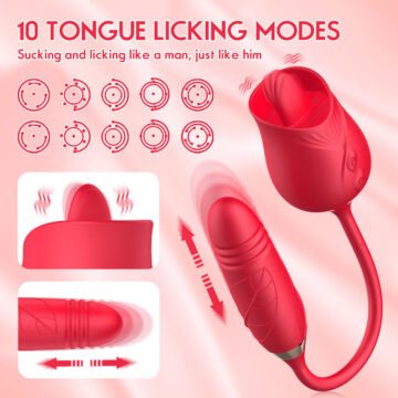 Rose Flower Vibrator - 10 Tongue Licking Modes