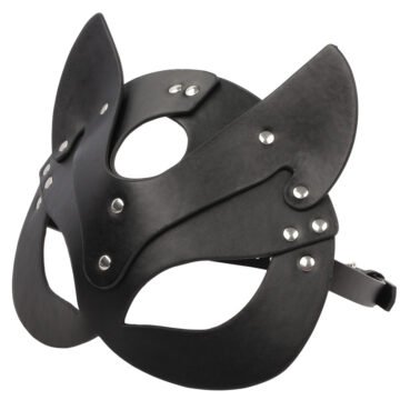 Leather Cat Mask plus Faux Leather Pendant Punk Necklace Collar