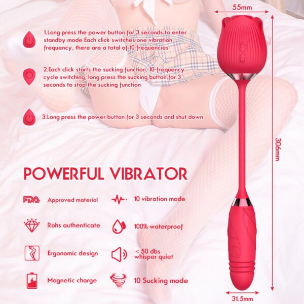 Rose Toy - 2in1 G-spot Vibrator and Rose sucking - Image 2