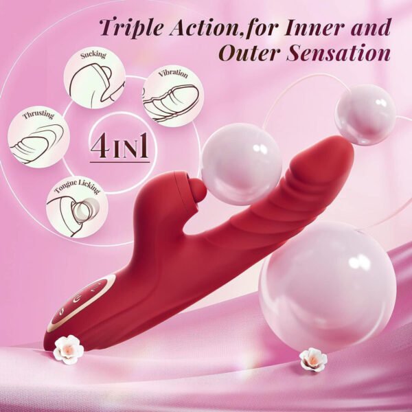 G-spot Retractable Sucking Telescopic Dildo Rabbit Vibrator - Image 3