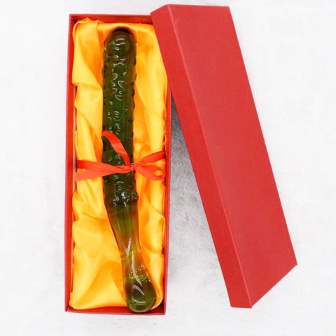 GREEN Vegetable Glass Dildo For Women Masturbation  + GIFT BOX