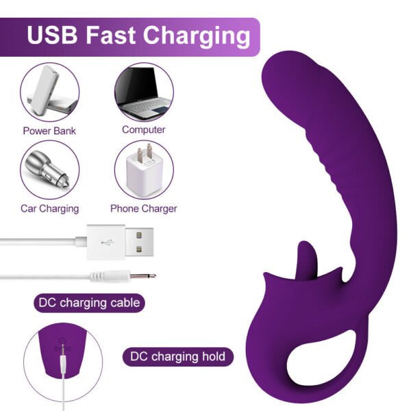 2in1  Tongue Vibrator  Nipple Clitoral Licking For Women Couple - Image 3