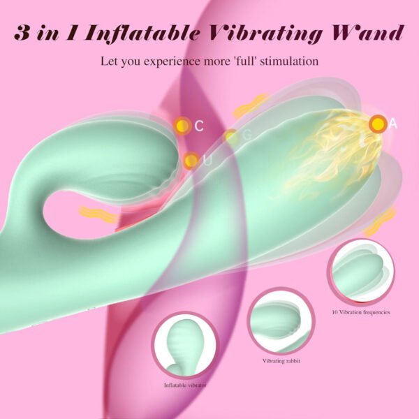 3in1 Soft Silicone G Spot Inflatable  Rabbit Vibrator