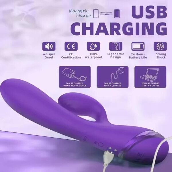 3in1 Soft Silicone G Spot Inflatable  Rabbit Vibrator - Image 4