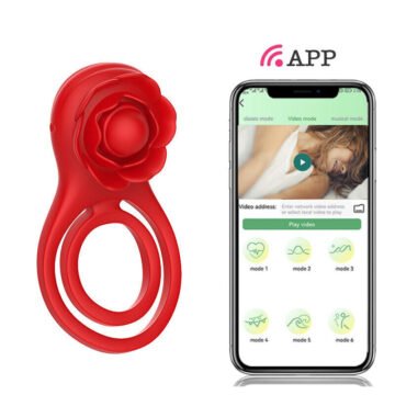 Rose Clitoral Vibrator Cock Ring - App Wireless Remote
