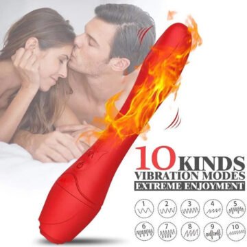 Self Heating Rose Shape G Spot Vibrator Dildo and clitoral stimulation