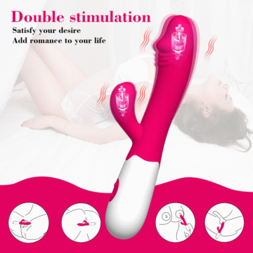 PINK Dildo Rabbit Vibrator Toys, G Spot Clitoris Vibrator Battery operated