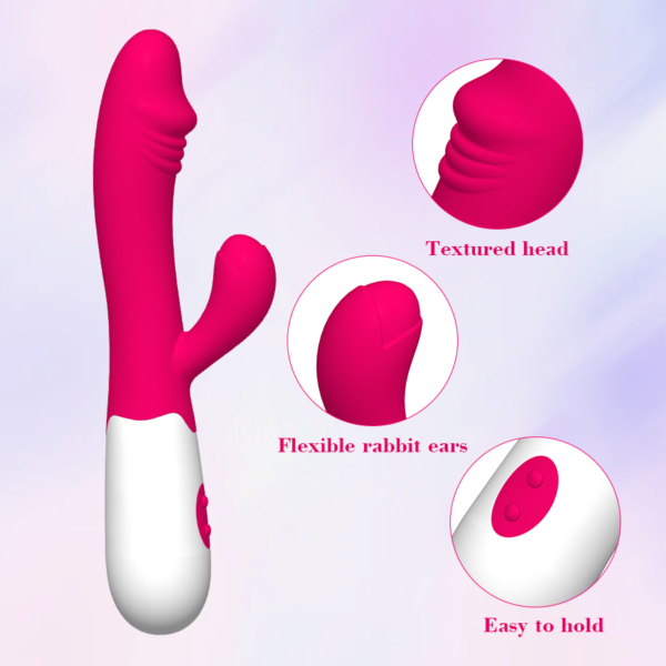 PINK Dildo Rabbit Vibrator Toys, G Spot Clitoris Vibrator Battery operated - Image 3