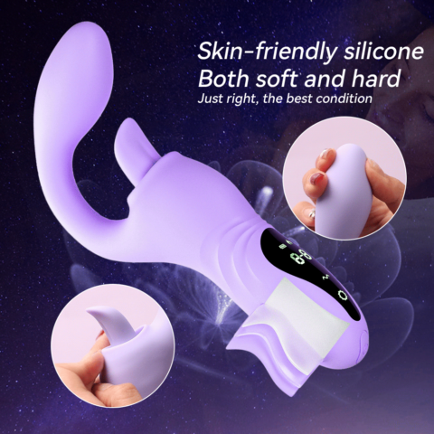 2 In 1 Dildo Vibrator Tongue Licking Rotate Patting G Spot Clit Vagina Stimulato