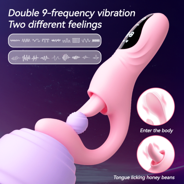 2 In 1 Dildo Vibrator Tongue Licking Rotate Patting G Spot Clit Vagina Stimulato - Image 7