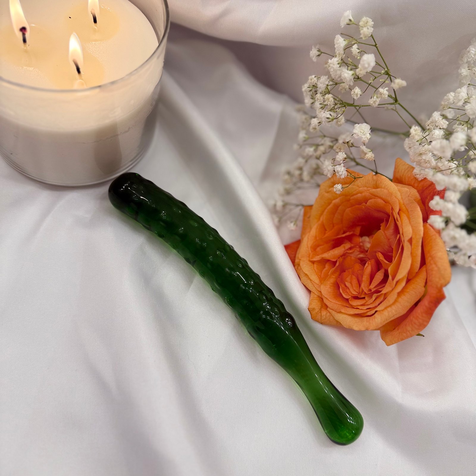 IMG_9377 Glass Cucumber Dildo - Textured Hand-Blown Glass Massager - Image 2