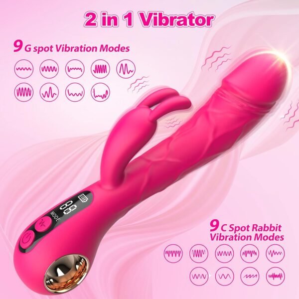 G-Spot Rabbit Vibrator with Handle LCD Display - Image 3