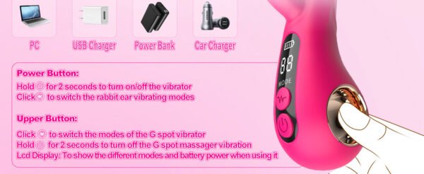 G-Spot Rabbit Vibrator with Handle LCD Display - Image 6