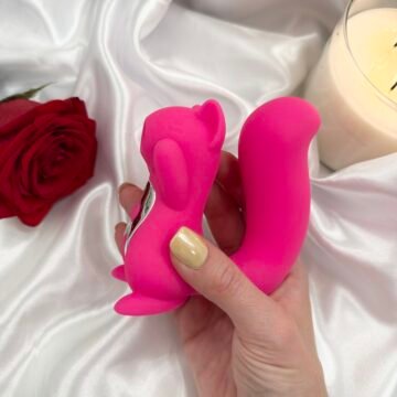 pink suction vibrator with playful animal design