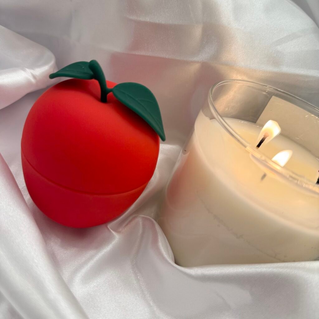 apple shaped suction vibrator with green leaves design