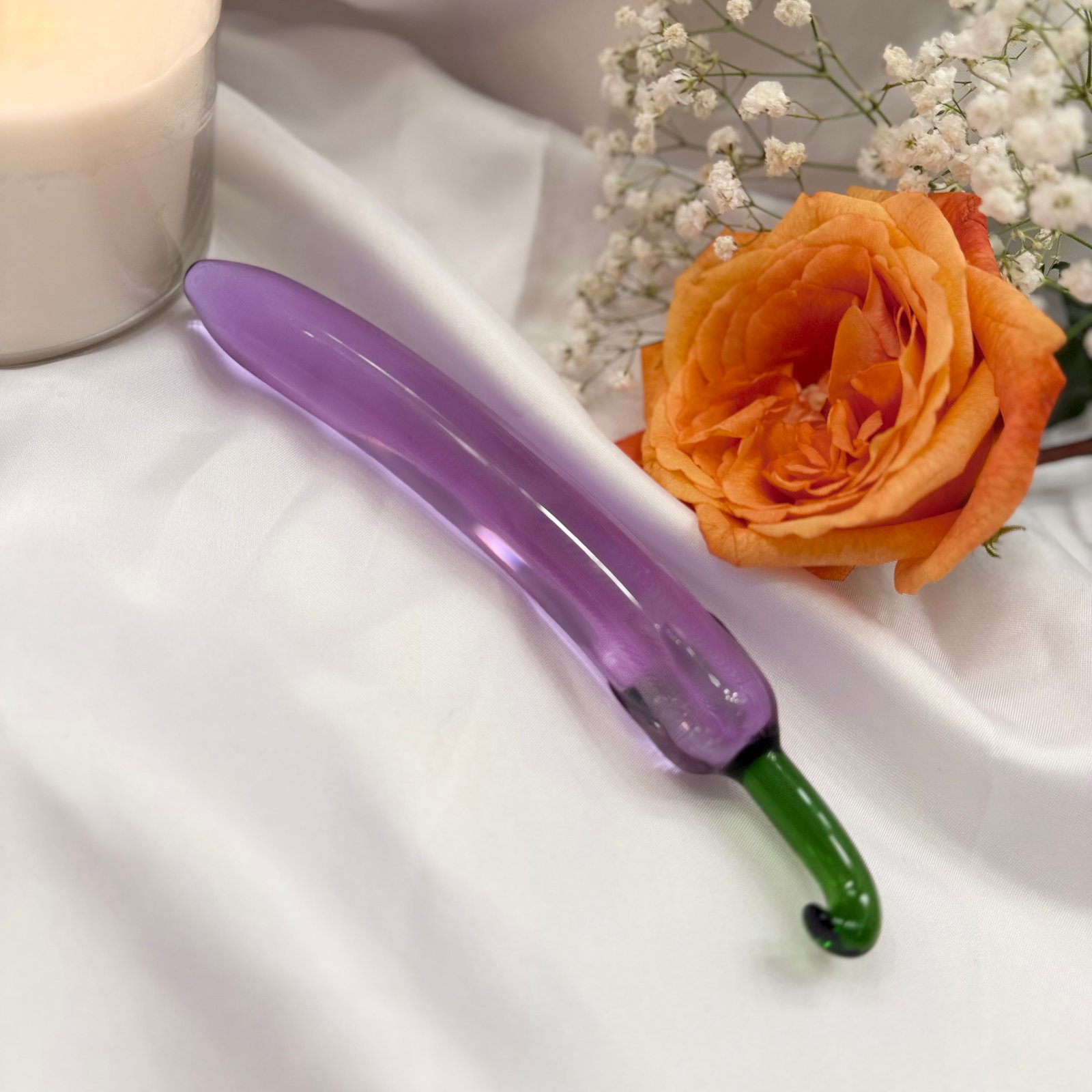 IMG_9384 Glass Eggplant Dildo – Purple Artistic Glass Toy - Image 6