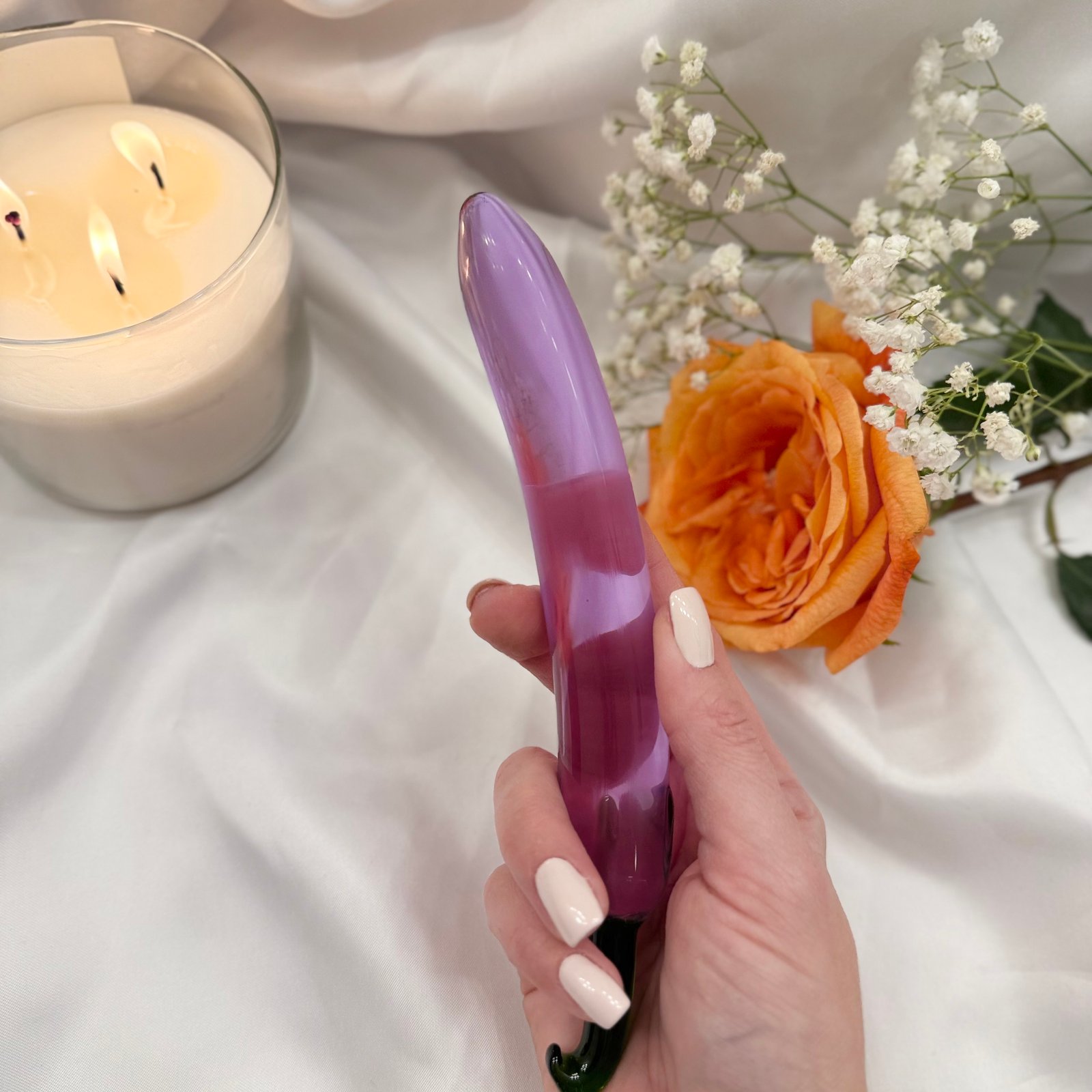IMG_9385 Glass Eggplant Dildo – Purple Artistic Glass Toy - Image 5
