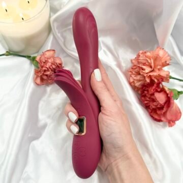 heating dual stimulation vibrator deep berry silicone, warming 41.2*c, rechargeable